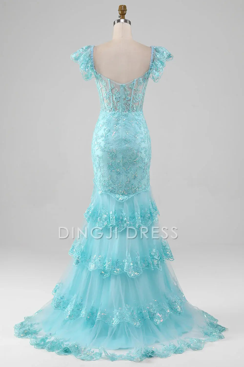 DingJiDress High Quality Dress Evening Dress Mermaid Off The Shoulder Lace Sequin Tiers Side Fork Sparkle Long Prom Dress