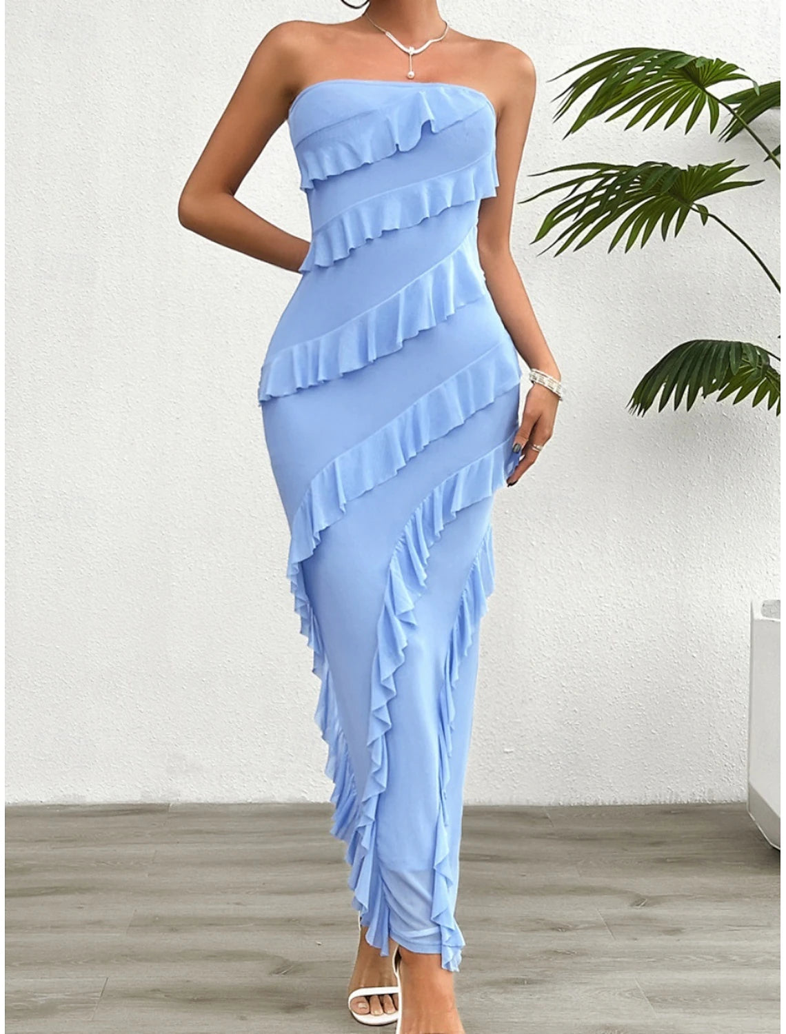 Women's Long Dress Maxi Dress White Dress Prom Dress Party Dress Cocktail Dress Fashion Modern Festival Dress Wedding Party Special Occasion Regular Fit Plain Sleeveless Strapless White Pink Blue