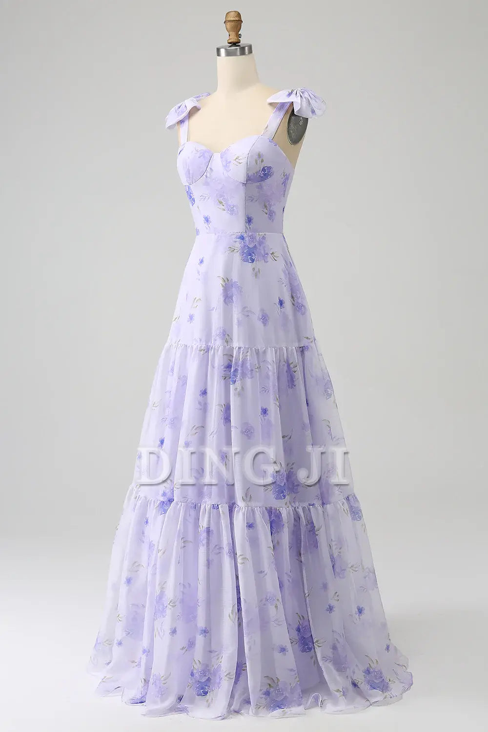 DingJiDress Prom Dress A-Line Floral Print Lace Up Floor Length Charming Formal Women's Dresses Wedding Guests Dresses
