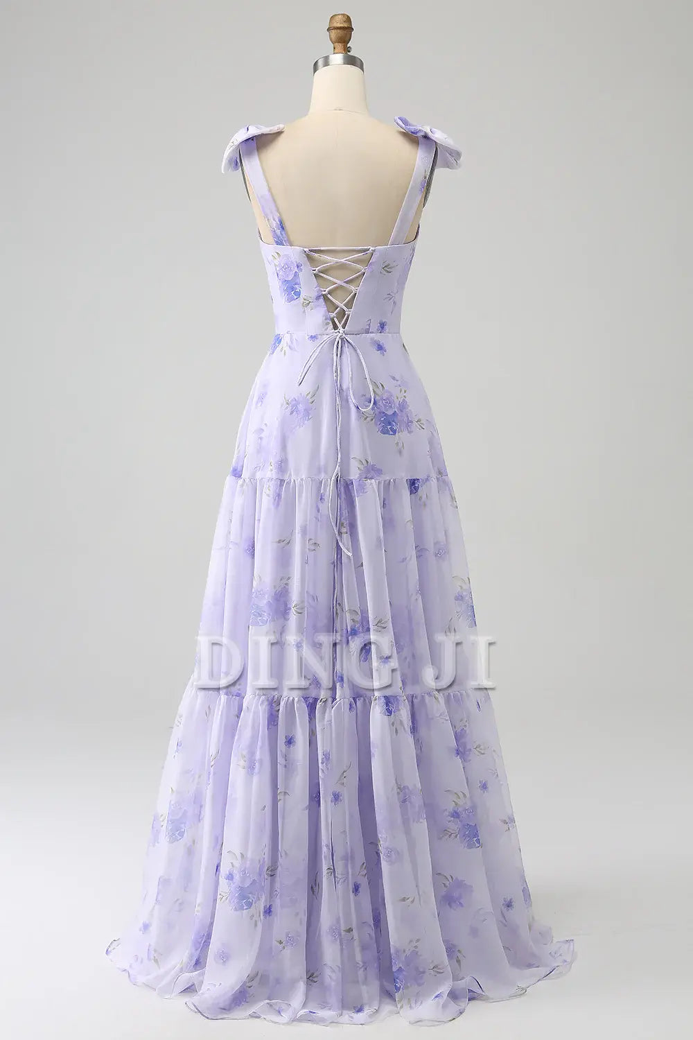 DingJiDress Prom Dress A-Line Floral Print Lace Up Floor Length Charming Formal Women's Dresses Wedding Guests Dresses
