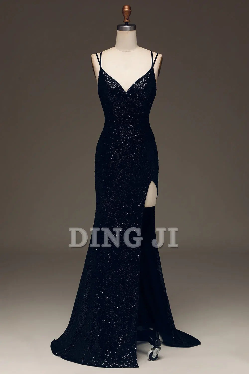 DingJiDress Prom Dress Sparkly Spaghetti Straps Sequin Mermaid Cultivate oneself Side Fork Long Formal Women's Dresses Wedding Guests Dresses
