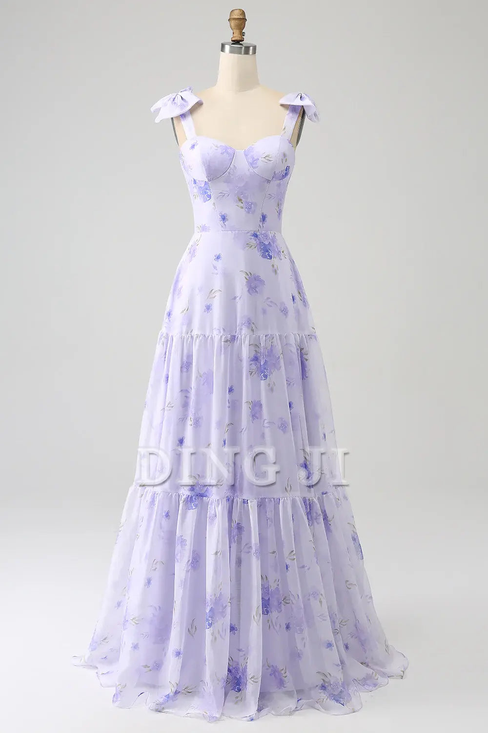 DingJiDress Prom Dress A-Line Floral Print Lace Up Floor Length Charming Formal Women's Dresses Wedding Guests Dresses