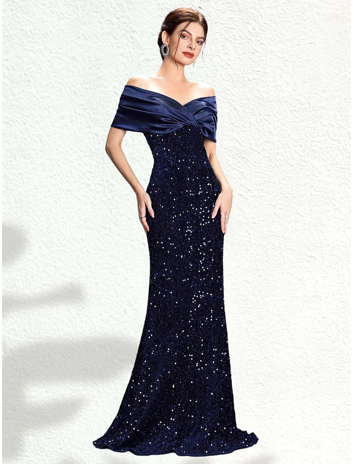 Mermaid Trumpet Evening Gown Party Dress Formal Evening Party Floor Length Sleeveless One Shoulder Satin with Glitter Bow