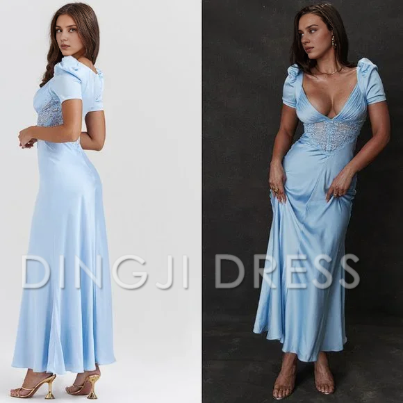 DingJiDress Charming A Line Sweetheart Long with Lace Elegant Prom Dress