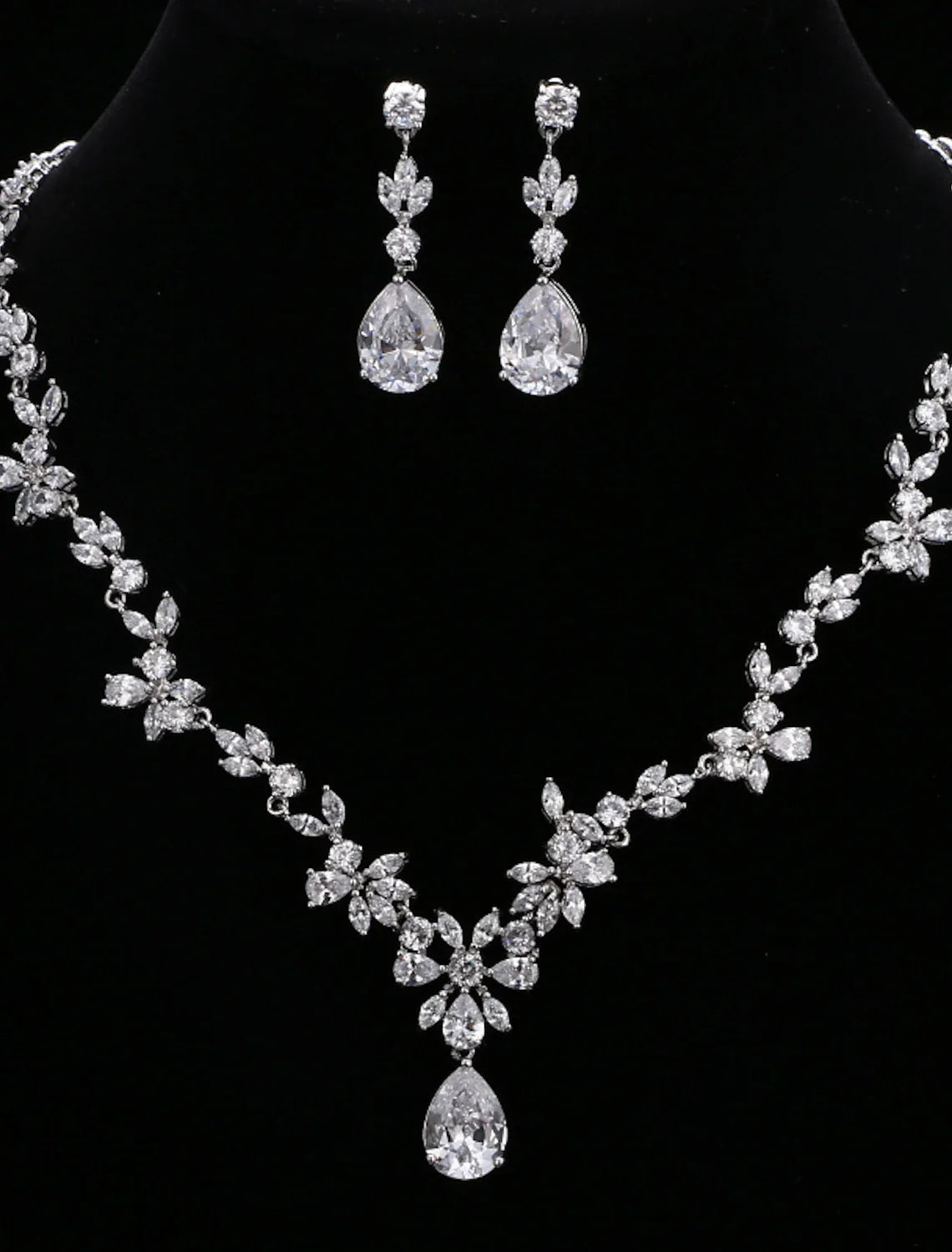DingJiDress Bridal Jewelry Sets 1 set Cubic 1 Necklace Earrings Women's Luxury Elegant Drop Jewelry Set For Wedding Party Anniversary