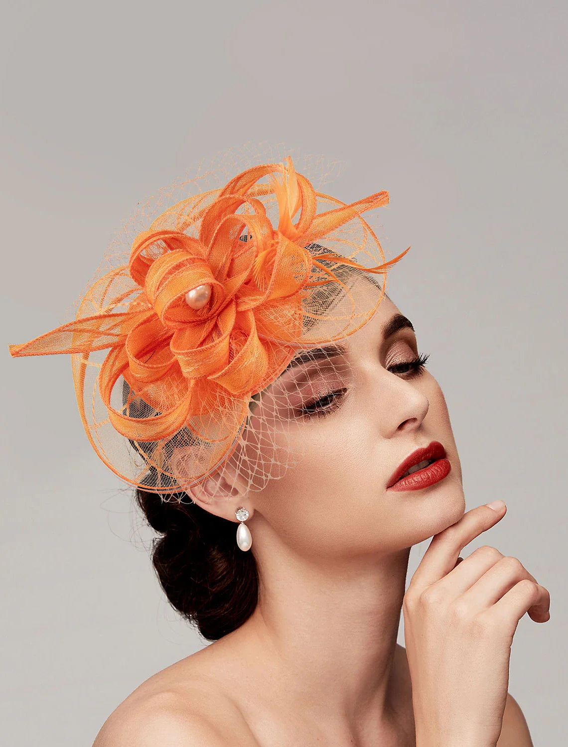 DingJiDress Feathers / Net Fascinators Kentucky Derby Hat/ Headpiece with Feather / Cap / Flower 1 PC Wedding / Horse Race / Ladies Day Headpiece