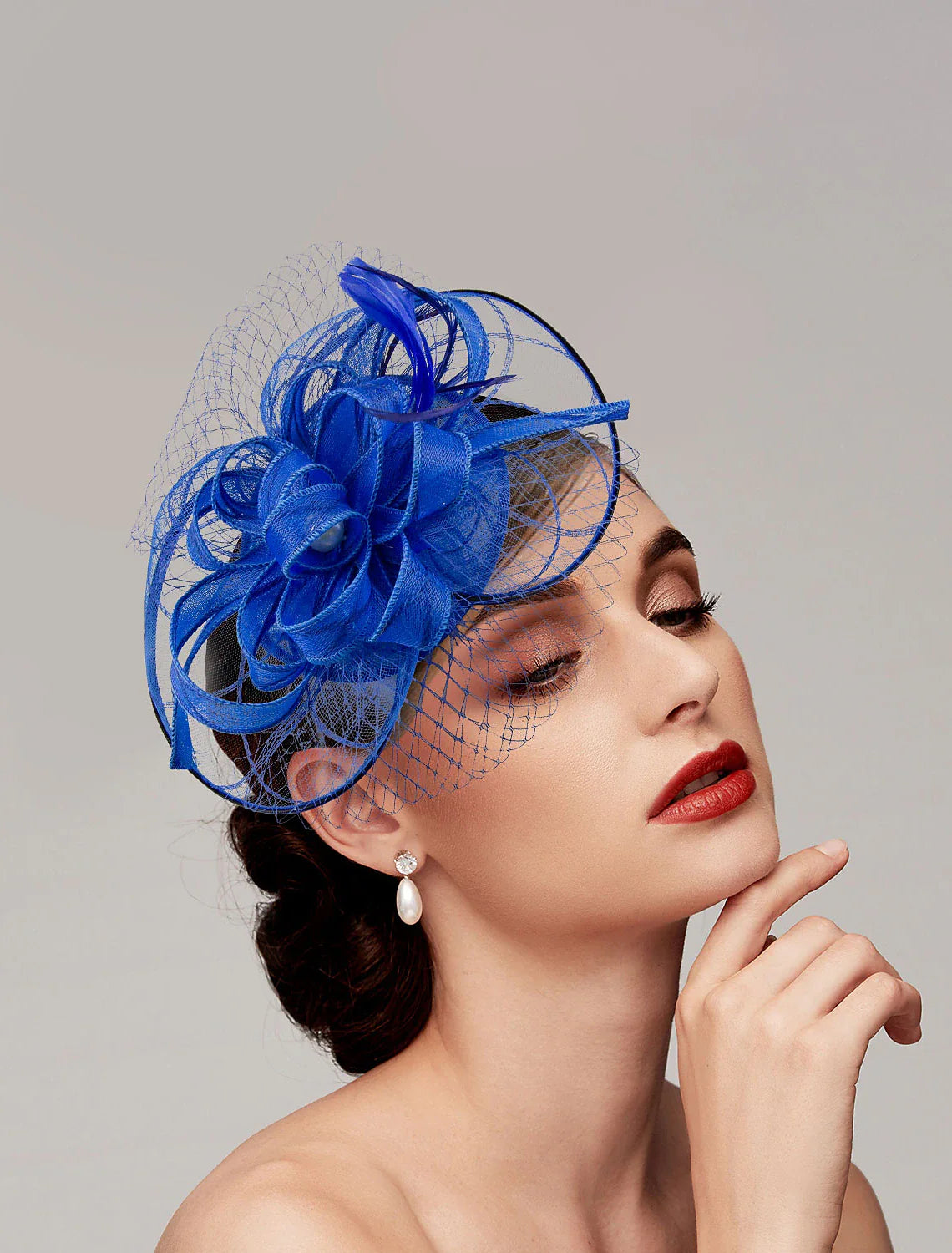 DingJiDress Feathers / Net Fascinators Kentucky Derby Hat/ Headpiece with Feather / Cap / Flower 1 PC Wedding / Horse Race / Ladies Day Headpiece