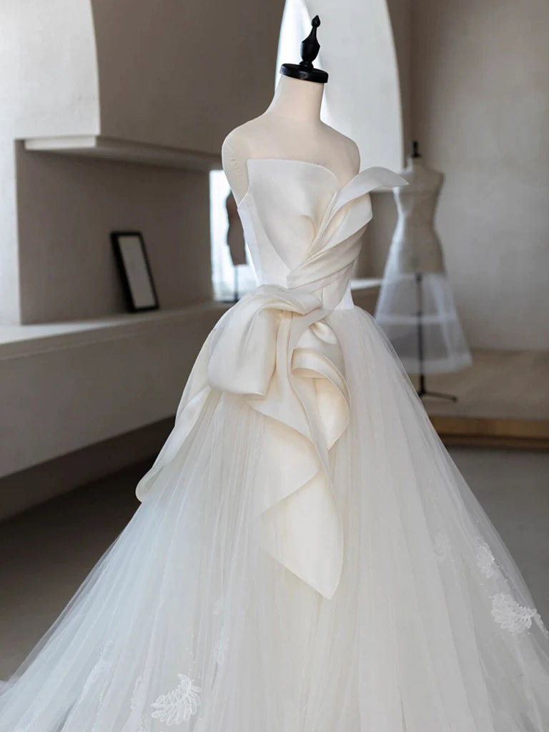 A-Line Tulle Lace Blue Long Prom Dress  Blue Tulle Lace Formal Dress