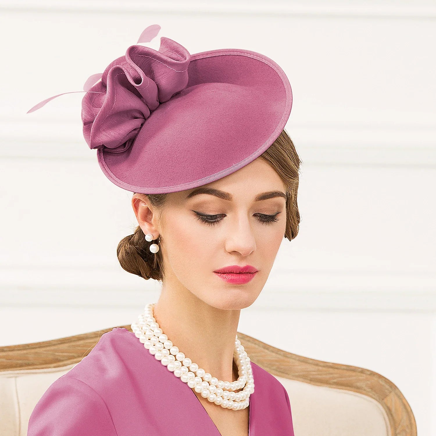 DingJiDress Fascinators Kentucky Derby Hats Headwear Wool Saucer Kentucky Derby Hat Tea Party Horse Race Ladies Day Melbourne Cup Derby Vintage Elegant Fancy With Floral Headpiece Headwear