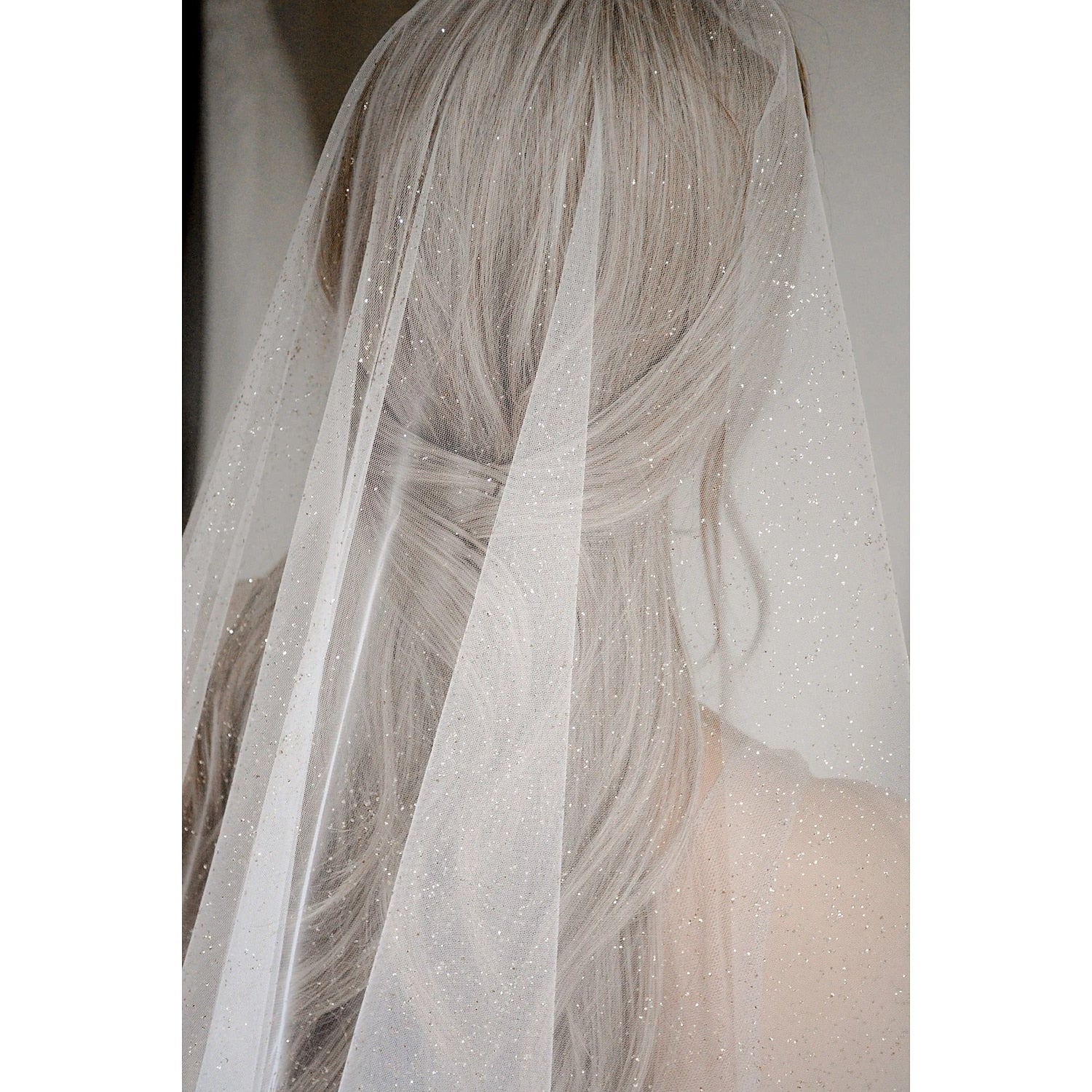 DingJiDress One-tier Simple Shine Wedding Veil Cathedral Veils with Sequin 157.48 in (400cm) Tulle