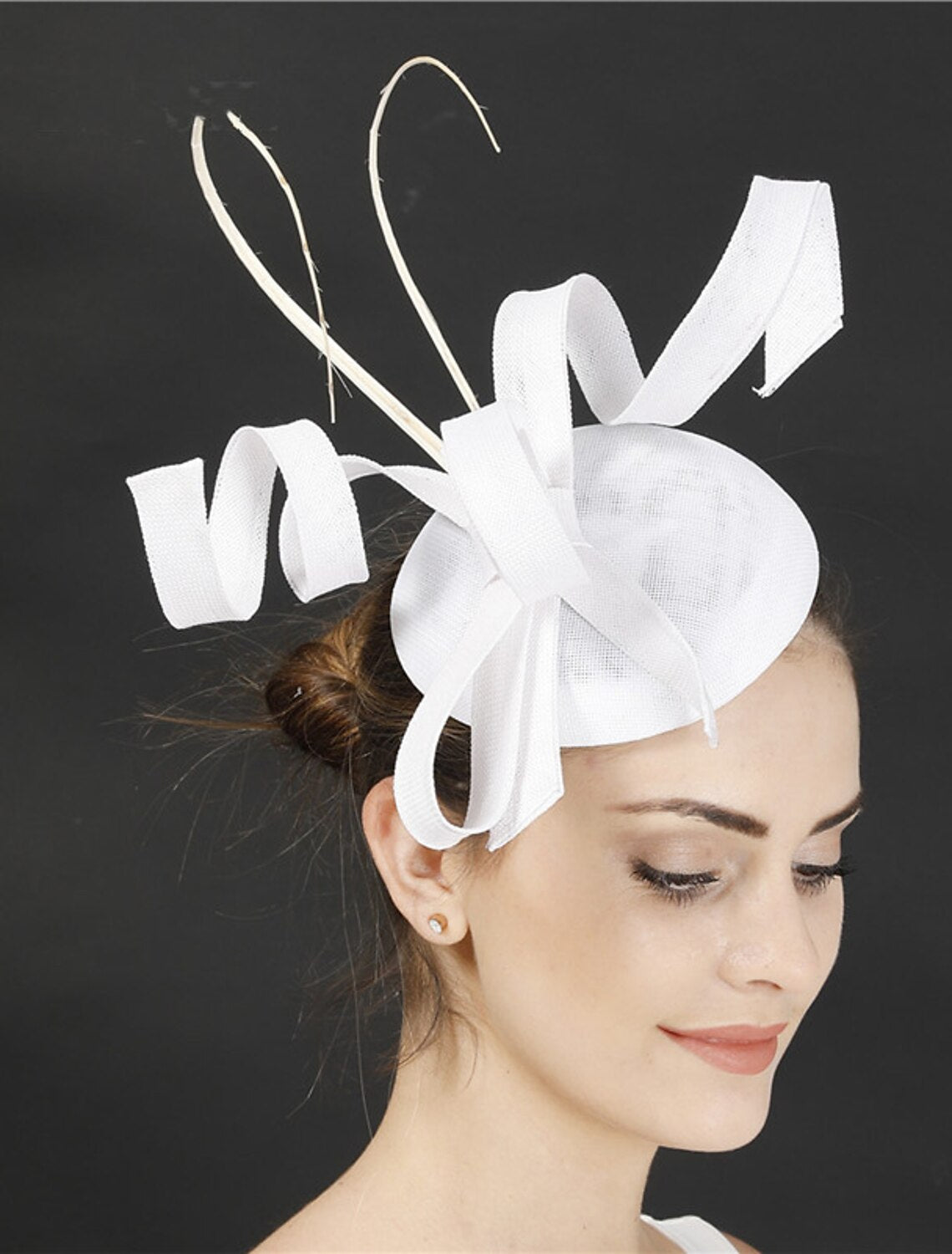 DingJiDress Fascinators Faux Linen Wedding Kentucky Derby Cocktail Royal Astcot Fashion Vintage With Bowknot Headpiece Headwear