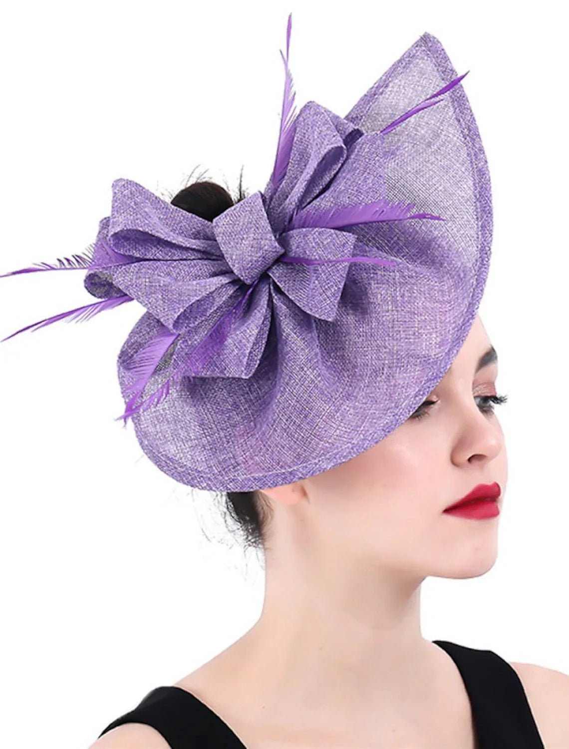 DingJiDress Fascinators Sinamay Wedding Kentucky Derby Cocktail Retro Bridal With Feather Floral Headpiece Headwear
