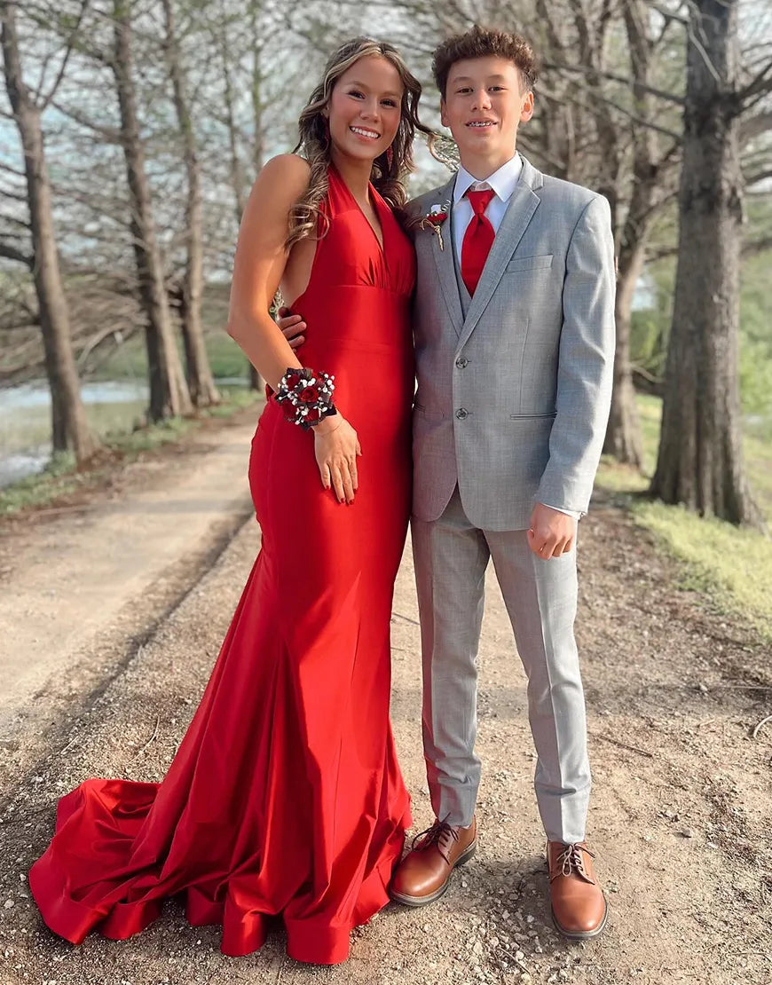 Simple and stylish long suspender bow mermaid dance dress