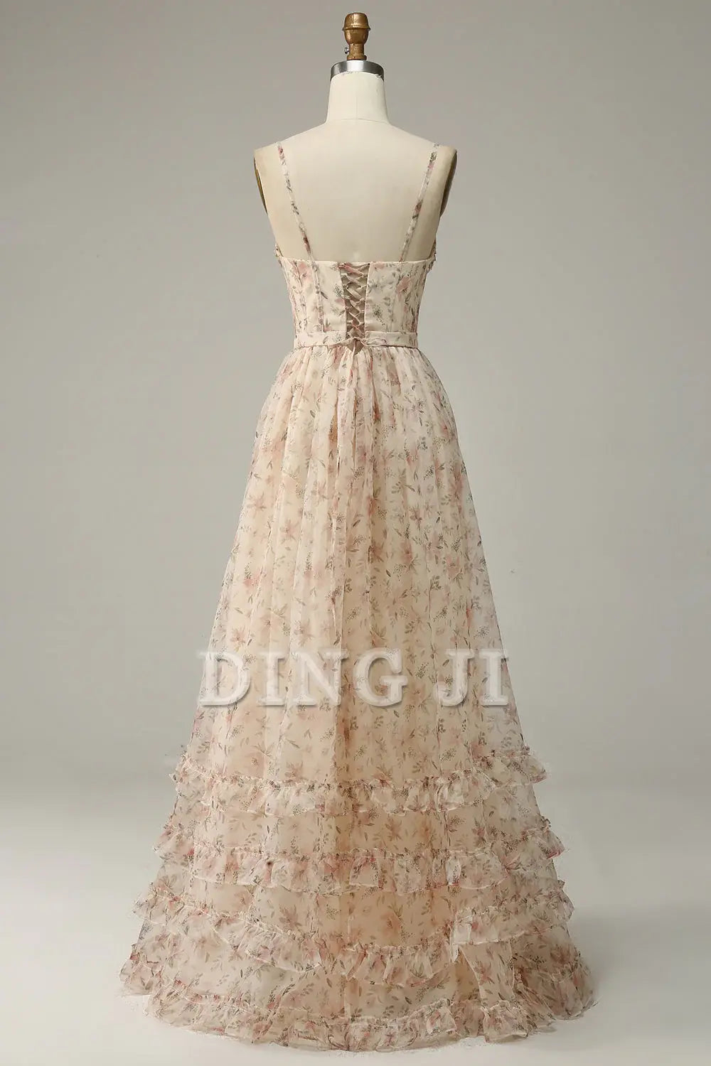 DingJiDress Prom Dress A Line Spaghetti Straps Print Long Retro Party Dress Side Fork Formal Women's Dresses Wedding Guests Dresses