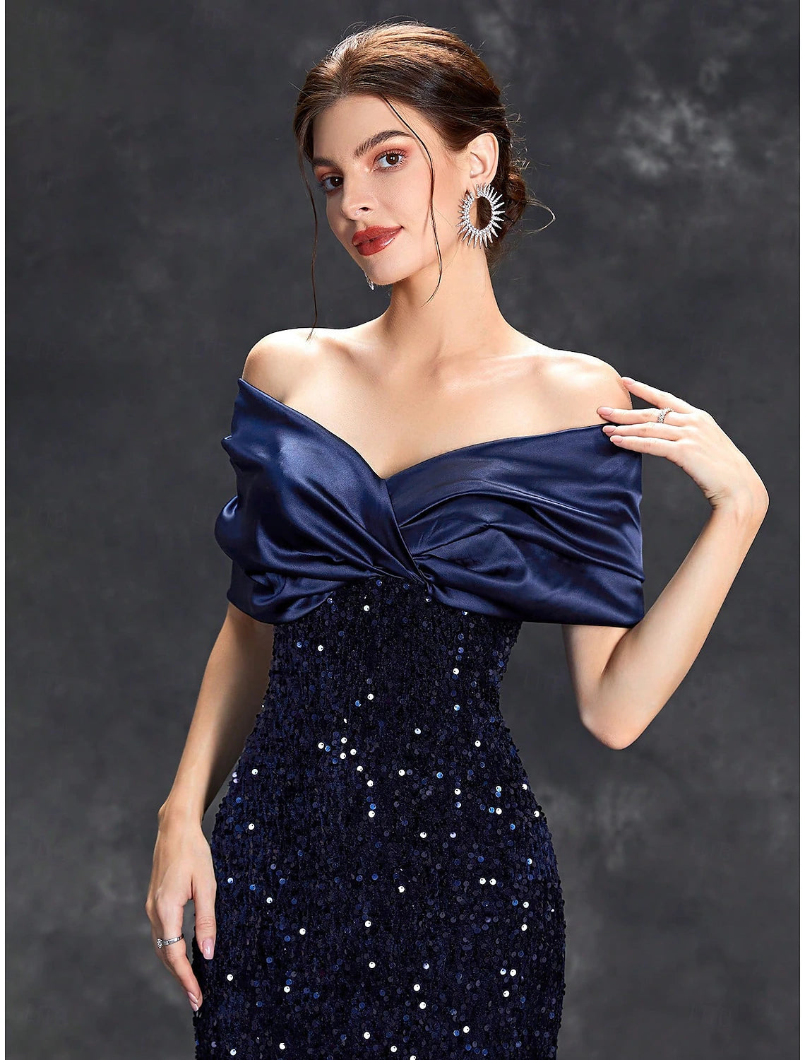 Mermaid Trumpet Evening Gown Party Dress Formal Evening Party Floor Length Sleeveless One Shoulder Satin with Glitter Bow