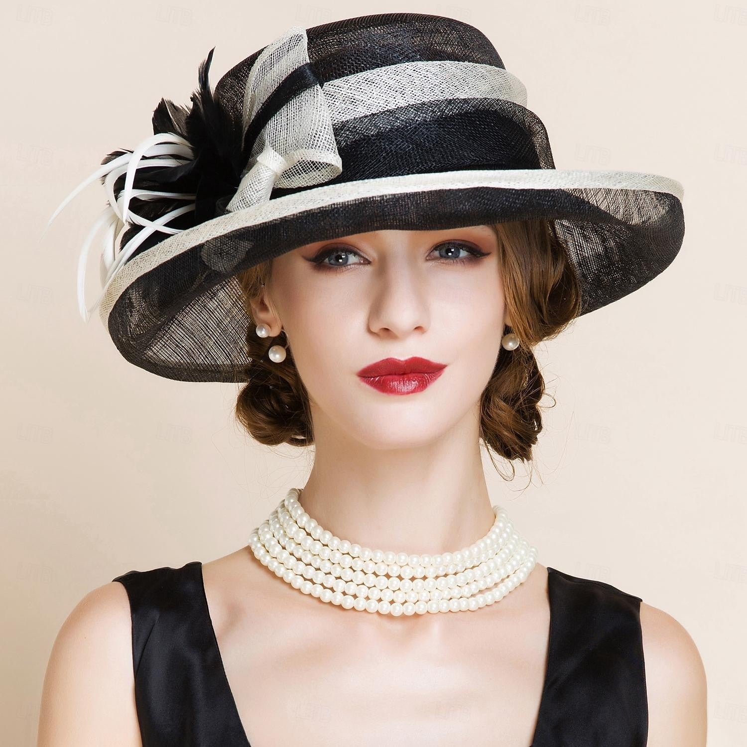 DingJiDress Fascinators Hats Headwear Flax Bowler / Cloche Hat Bucket Hat Sun Hat Wedding Tea Party Elegant Wedding With Feather Floral Headpiece Headwear