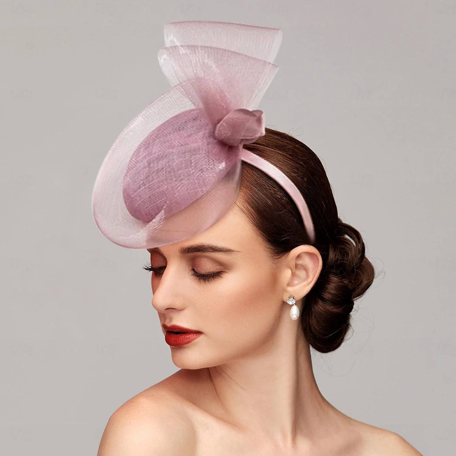 DingJiDress Headbands Fascinators Ne Saucer Hat Wedding Tea Party Horse Race Ladies Day With Bows Flower Headpiece