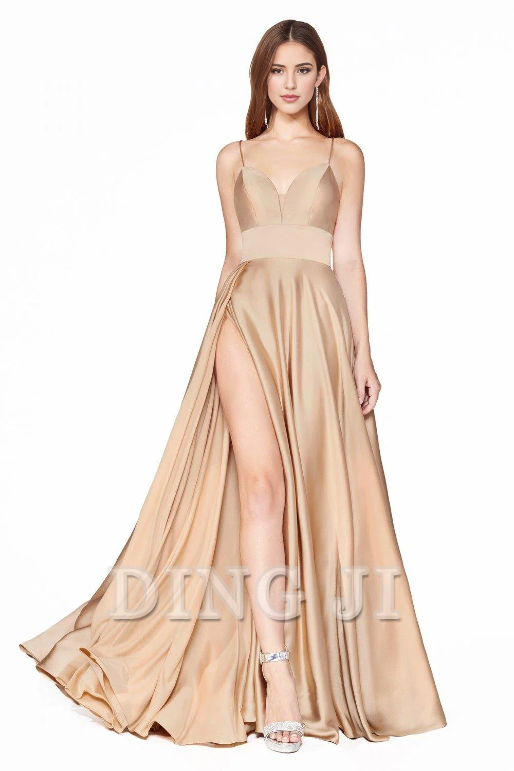 DingJiDress Bridesmaid Dresses High Quality Satin Spaghetti Strap Sweetheart Side Fork Charming Dresses Wedding Guests Dresses