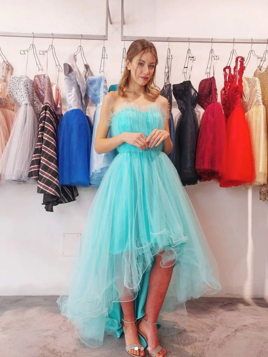 Simple tulle high low prom dress tulle homecoming dress