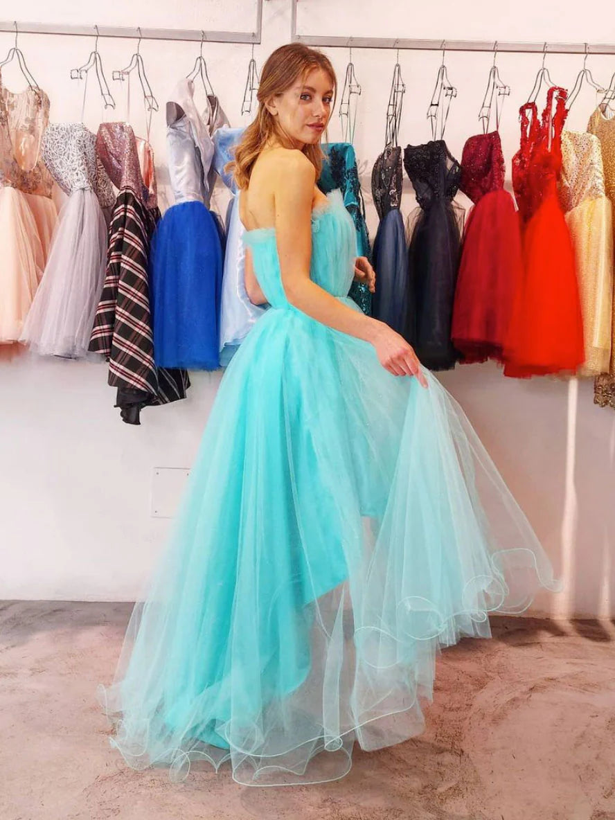 Simple tulle high low prom dress tulle homecoming dress
