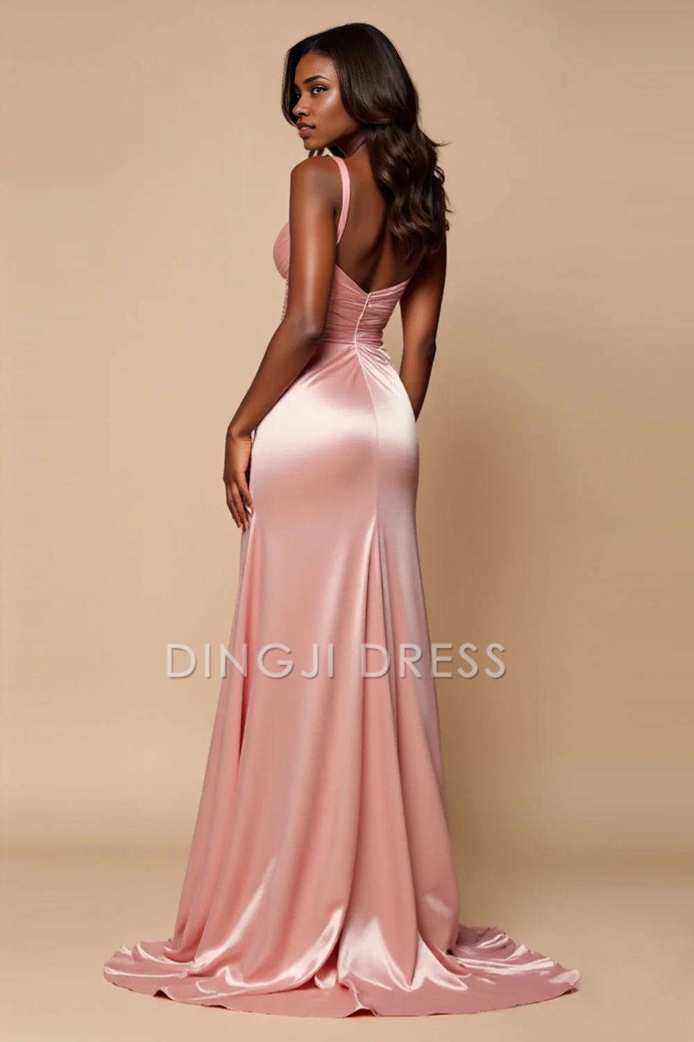 DingJiDress High Quality Dress Elegant A Line Spaghetti Strap Sweetheart Ruched With Slit Long Prom Dress