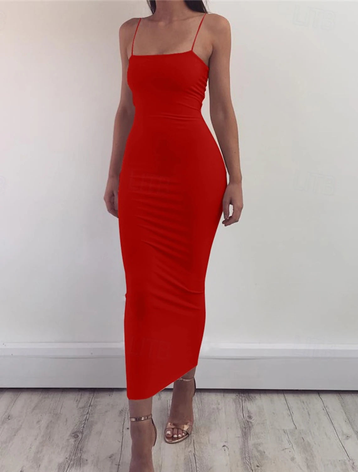 Women's Midi Dress White Dress Graduation Dress Party Dress Slip Dress Elegant Fashion Party Birthday Holiday Regular Fit Plain Sleeveless Spaghetti Strap Black White Red Summer