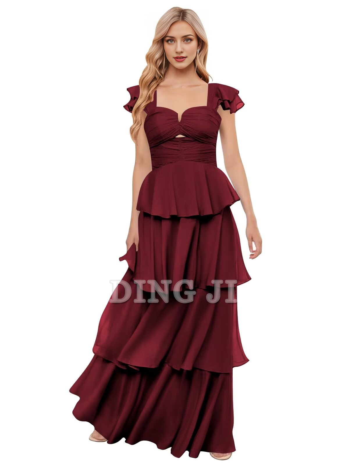 DingJiDress Prom Dresses Elegant Tiers Chiffon Backless Off The Shoulder Long Formal Wear Dresses