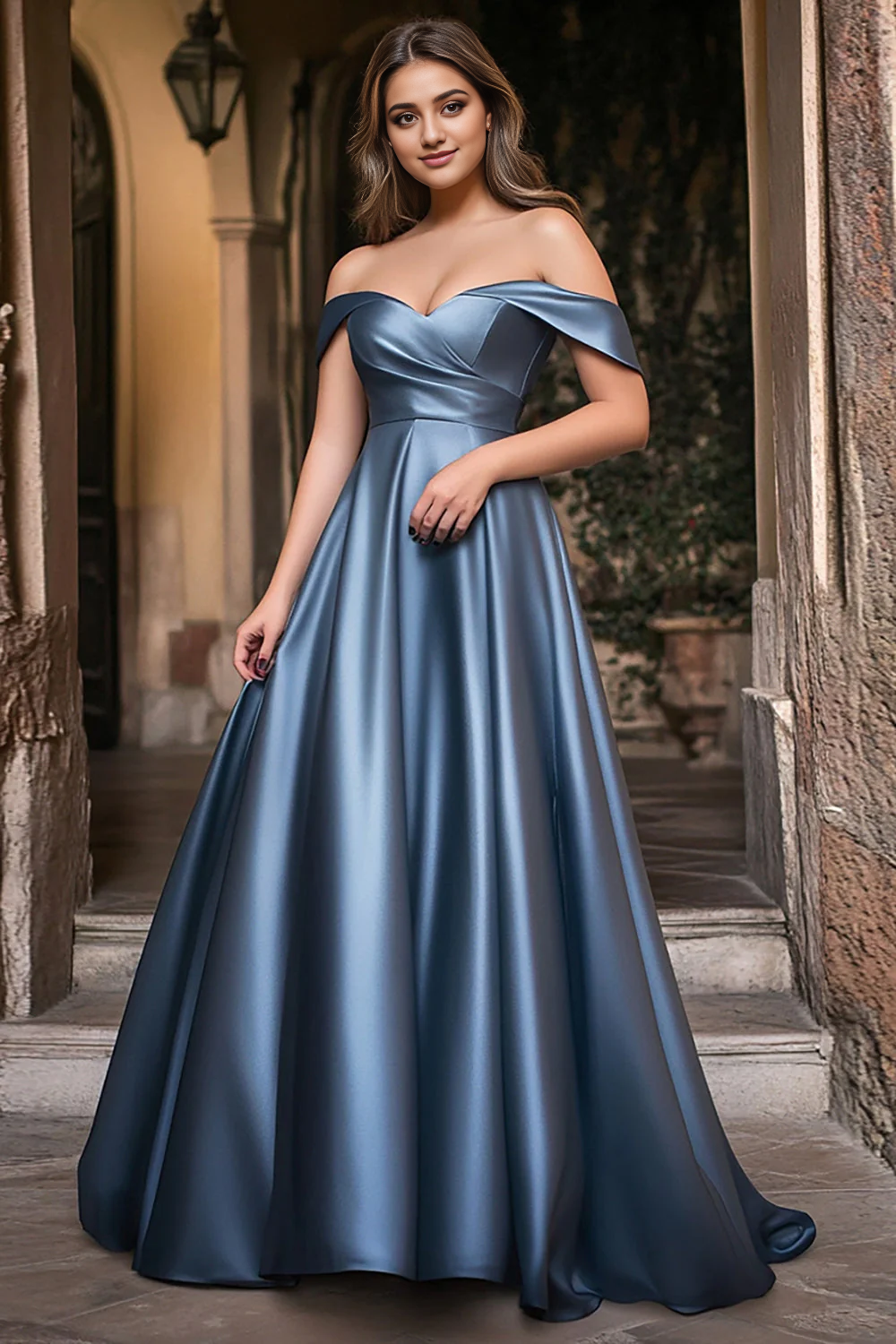 DingJiDress High Quality Dress Elegant A Line Off The Shoulder Satin Long Fashion Prom Dress