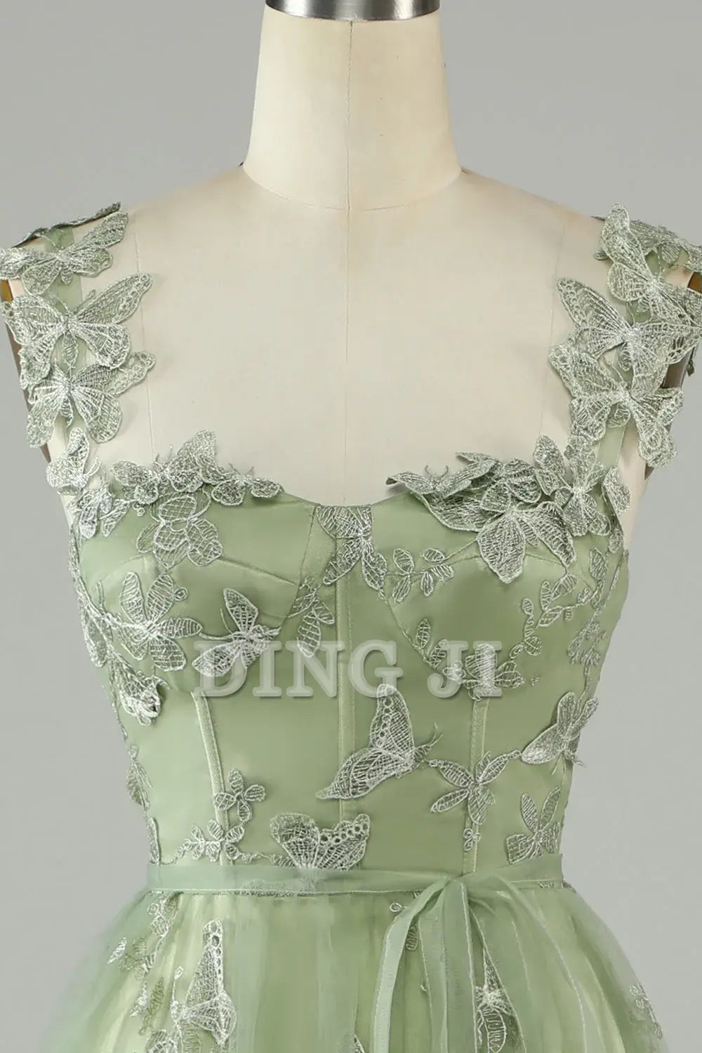 DingJiDress Prom Dress A Line Square Neck Corset Long 3D Butterflies Fantastic Formal Women's Dresses Wedding Guests Dresses