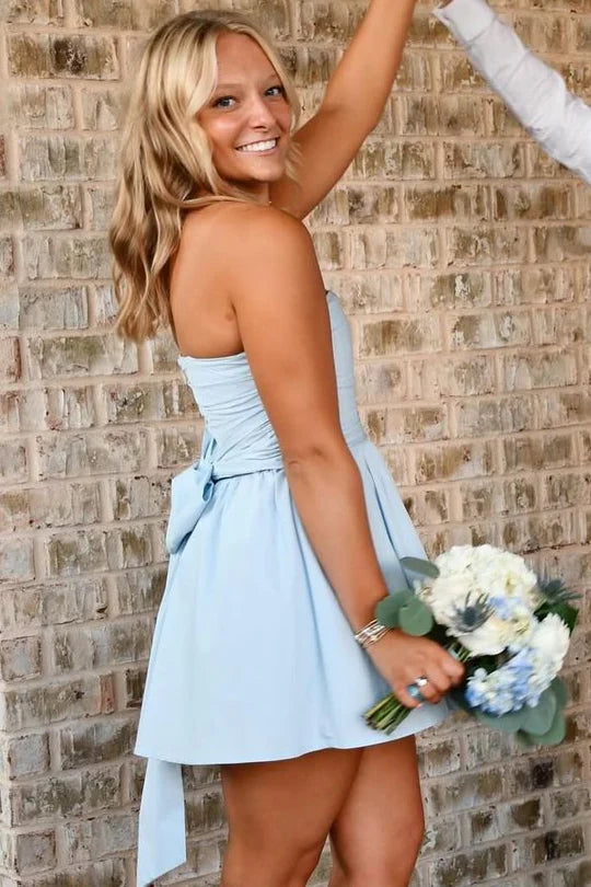A-Line Strapless Empire-Waist Sleeveless Short Homecoming Dress