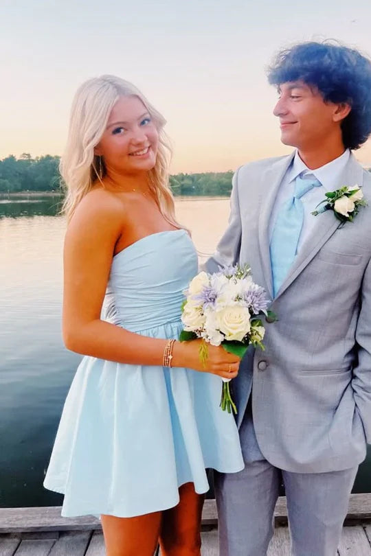 A-Line Strapless Empire-Waist Sleeveless Short Homecoming Dress