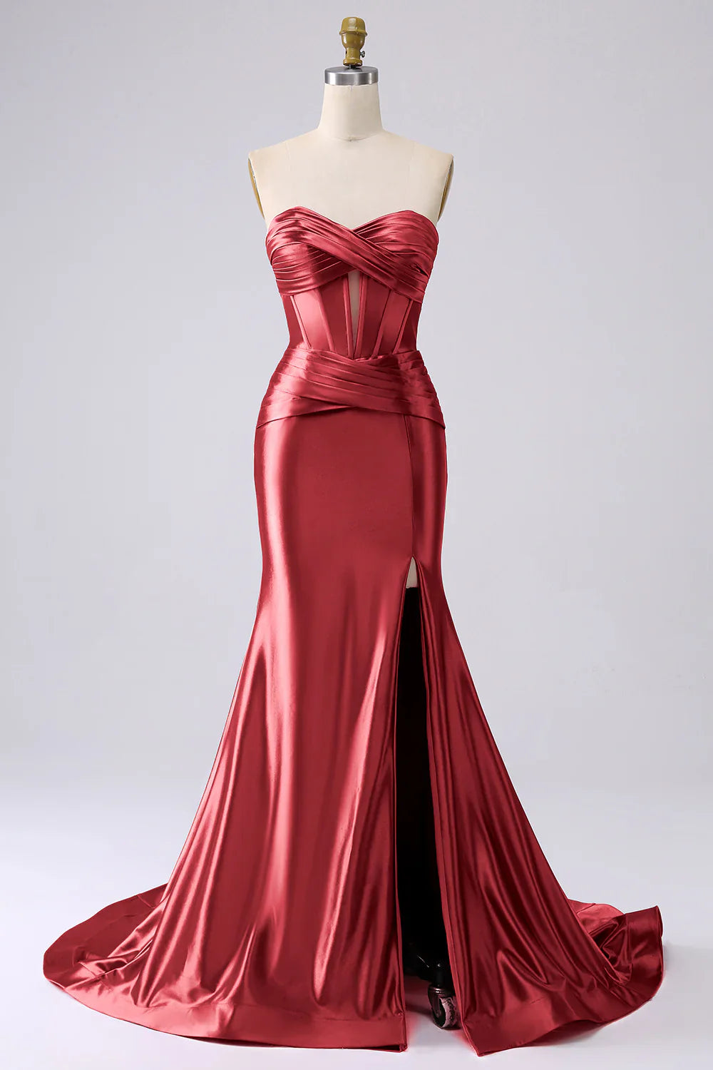 DingJiDress Sparkly Darrk Navy Mermaid Sweetheart Corset Long Prom Dress with Slit