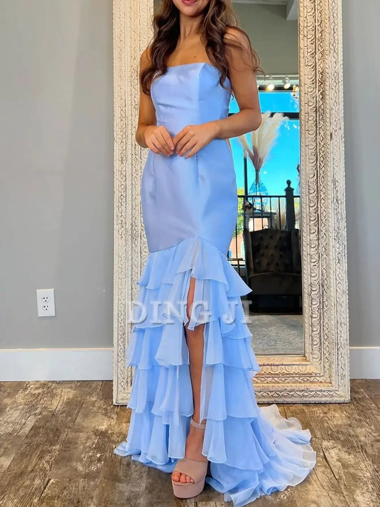 DingJiDress Evening Dress Mermaid Cultivate oneself Strapless layering Prom Dresses Side Fork Exquisite Formal Women's Dresses Wedding Guest Dresses