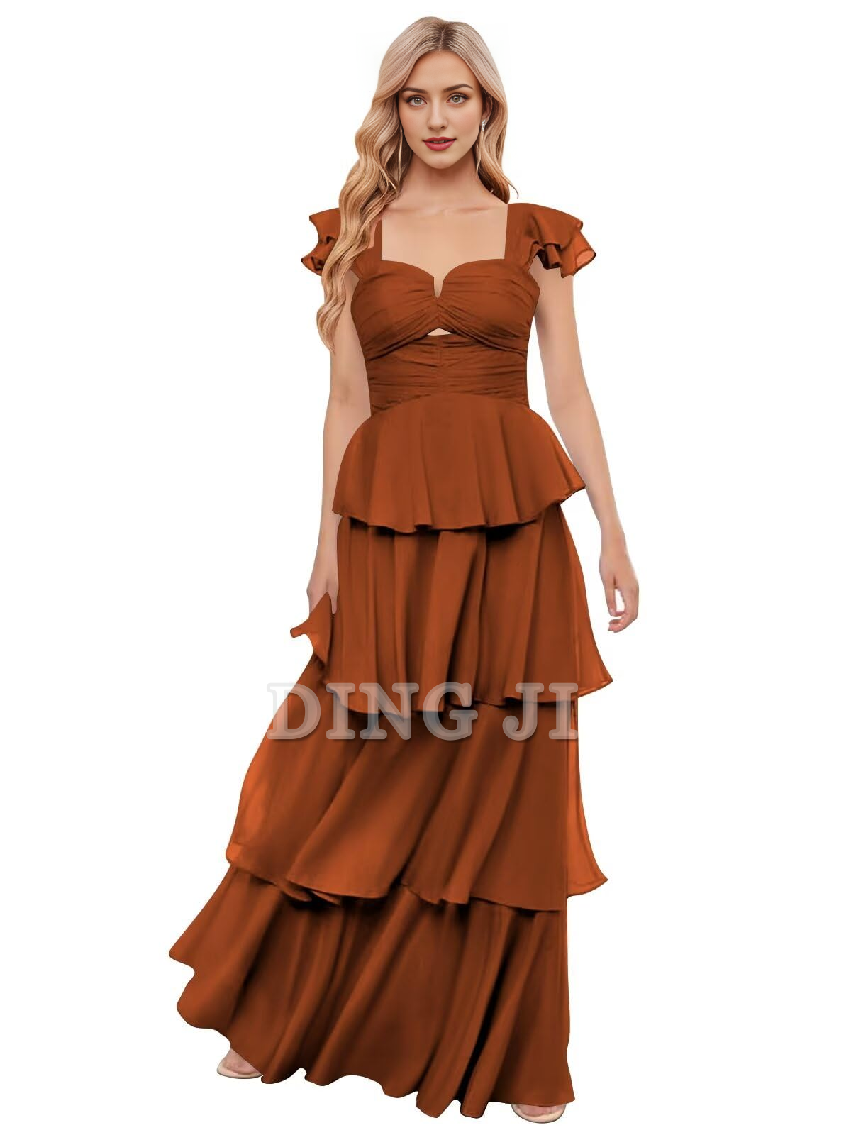 DingJiDress Prom Dresses Elegant Tiers Chiffon Backless Off The Shoulder Long Formal Wear Dresses