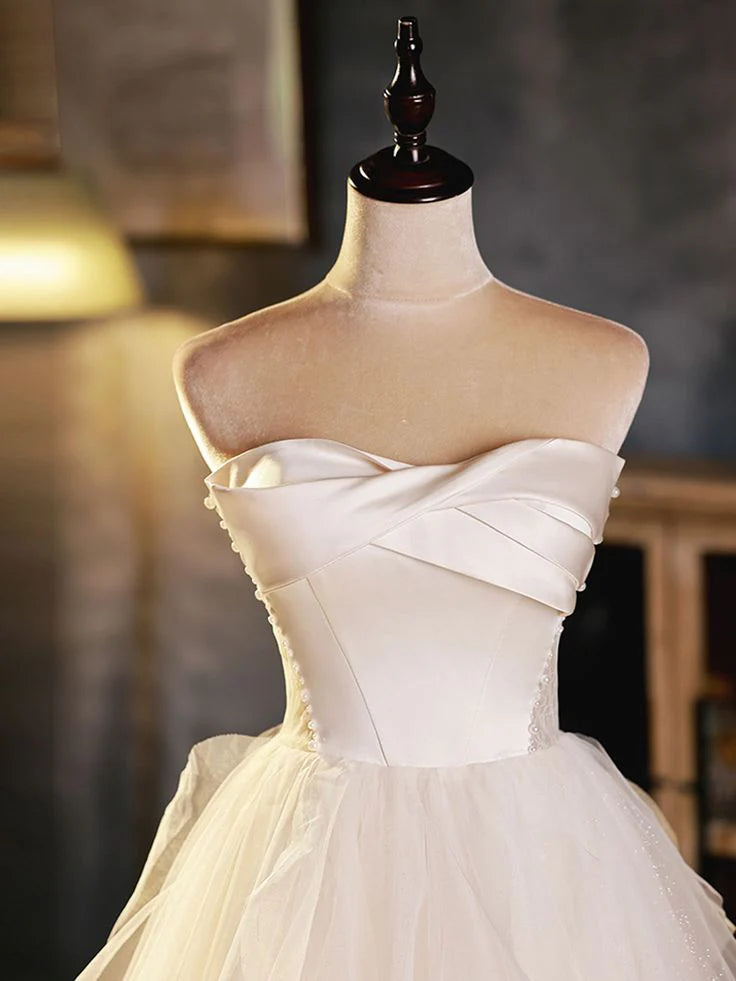 White Sweetheart Chiffon Short Ball Dress Back to School Dress
