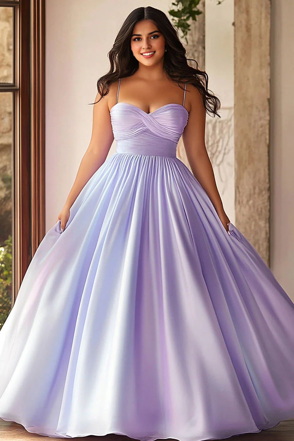 DingJiDress High Quality Dress A Line Spaghetti Strap Sweetheart Pleated Plus Size Elegant Long Prom Dress