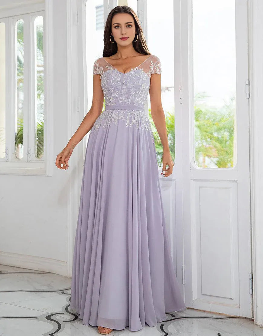 Pink Beaded Chiffon Mother of the Bride Dress