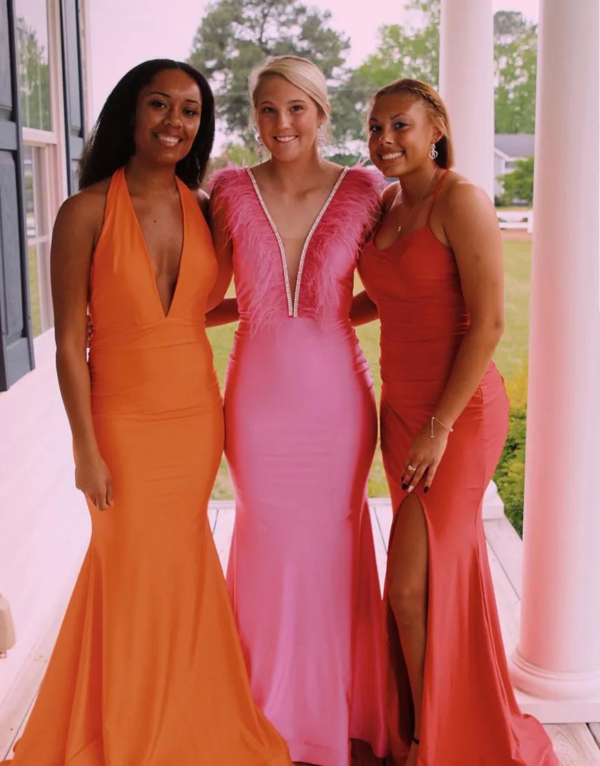 Simple and stylish long suspender bow mermaid dance dress