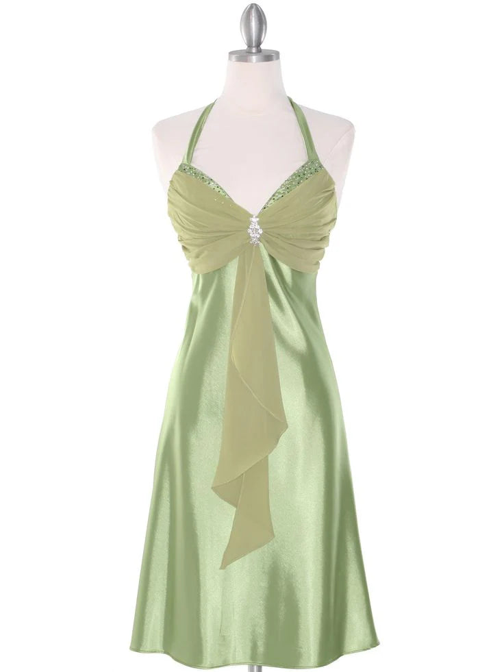 Elegant satin camisole long cocktail party back to school dress