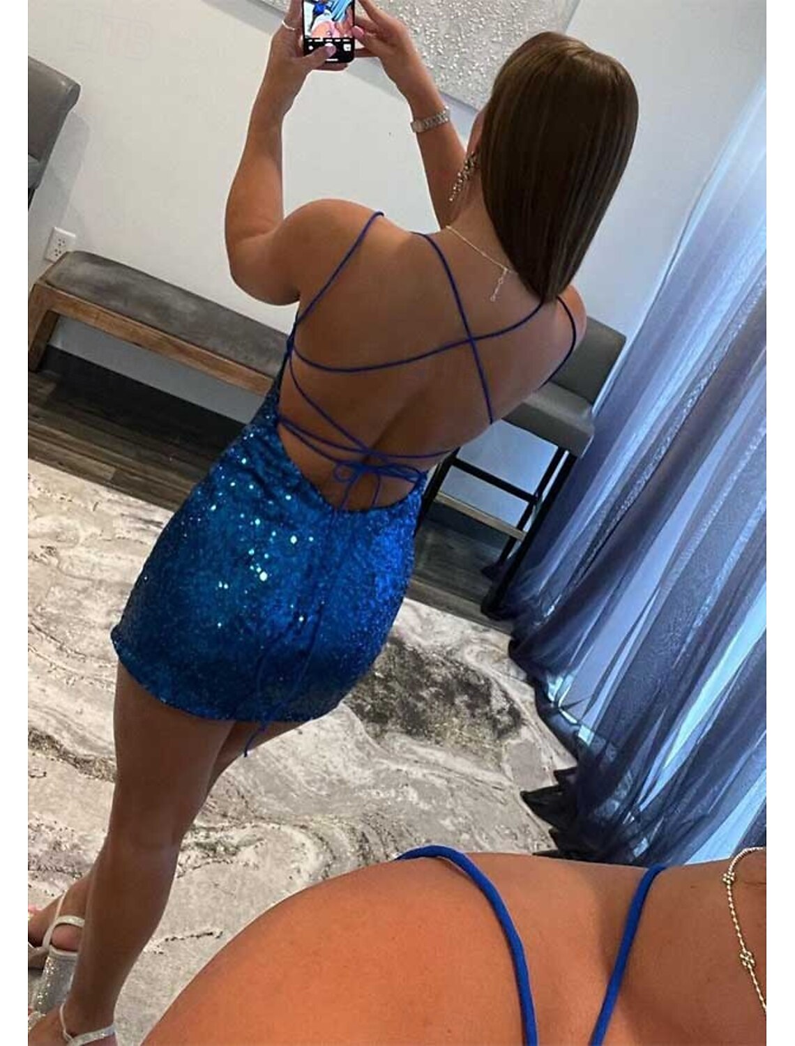 Sheath Column Homecoming Dresses Party Dress Homecoming Graduation Short / Mini Sleeveless Sweetheart Wednesday Addams Family Cotton Backless with Criss Cross Sequin Strappy