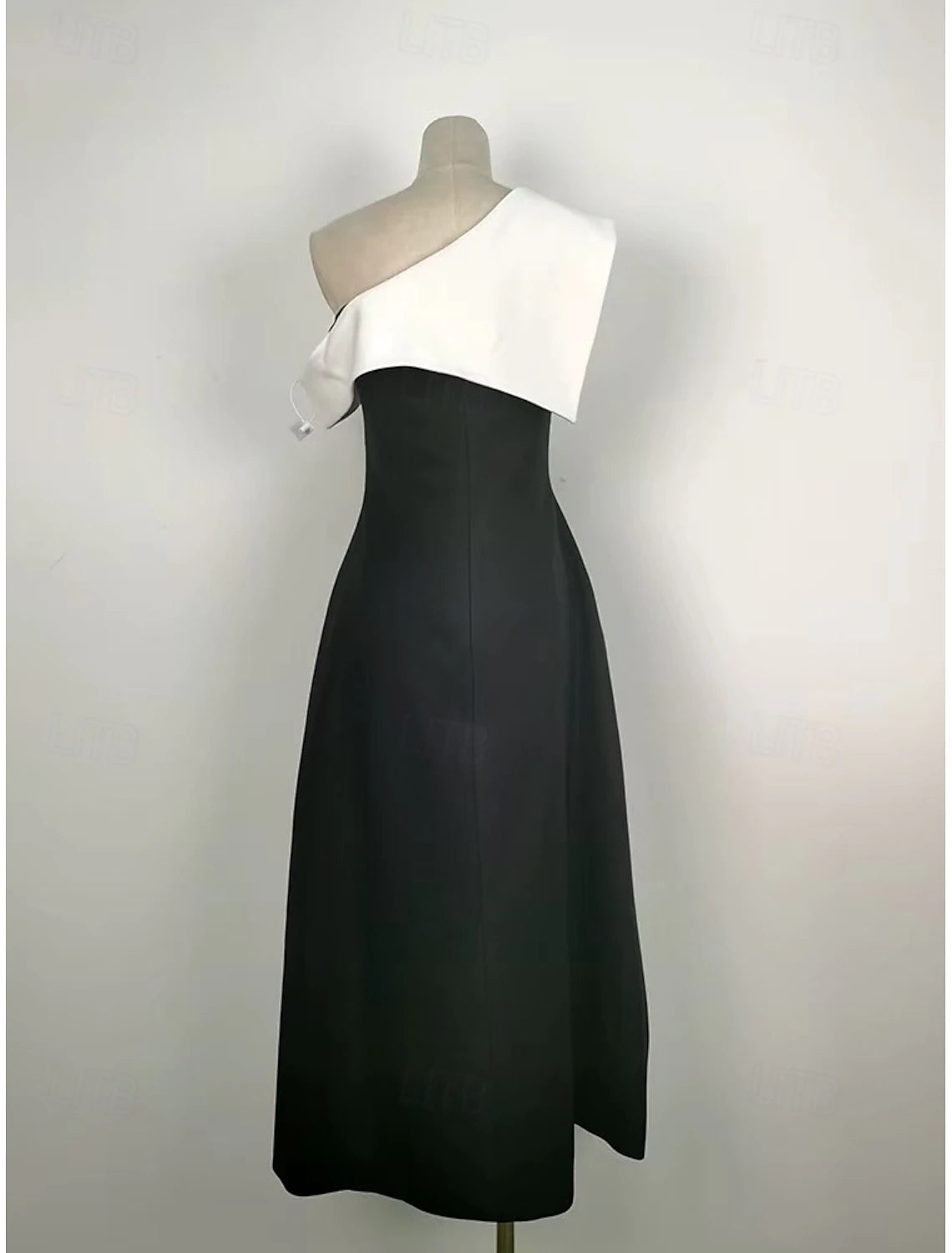 Elegant A-Line Cocktail  Homecoming Dresses Homecoming Cocktail Party Tea Length Sleeveless One Shoulder Cotton Blend Backless with Ruffles