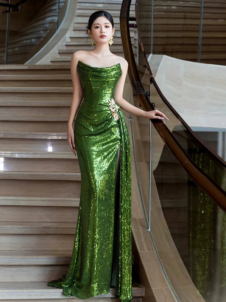 Sparkling mermaid long ball dress sexy dress