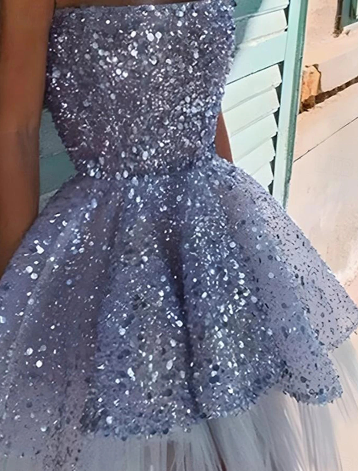 A-Line Homecoming Dresses Sparkle Dress Holiday Graduation Short / Mini Sleeveless Strapless Tulle with Sequin