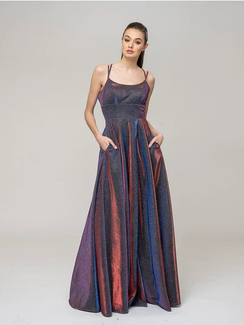 DingJiDress Floor Length Strappy A Line Formal Dresses With Pockets