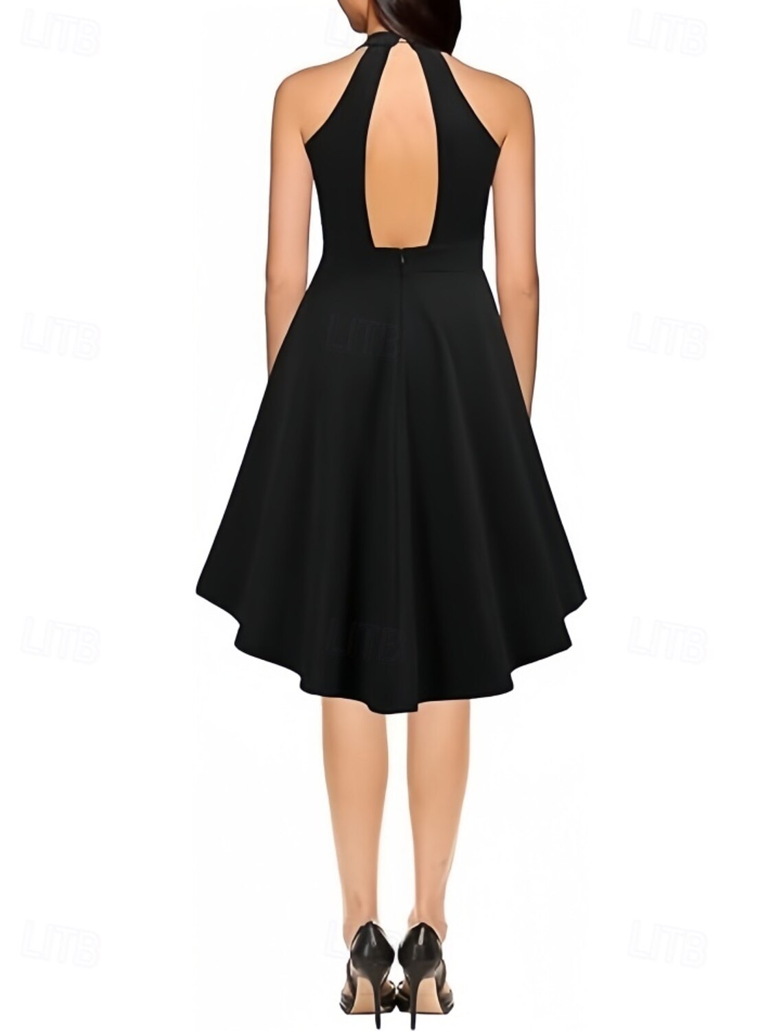 A-Line Wedding Guest Dresses High Low Dress Wedding Guest Homecoming Asymmetrical Sleeveless Crew Neck Fall Wedding Guest Stretch Crepe with Buttons