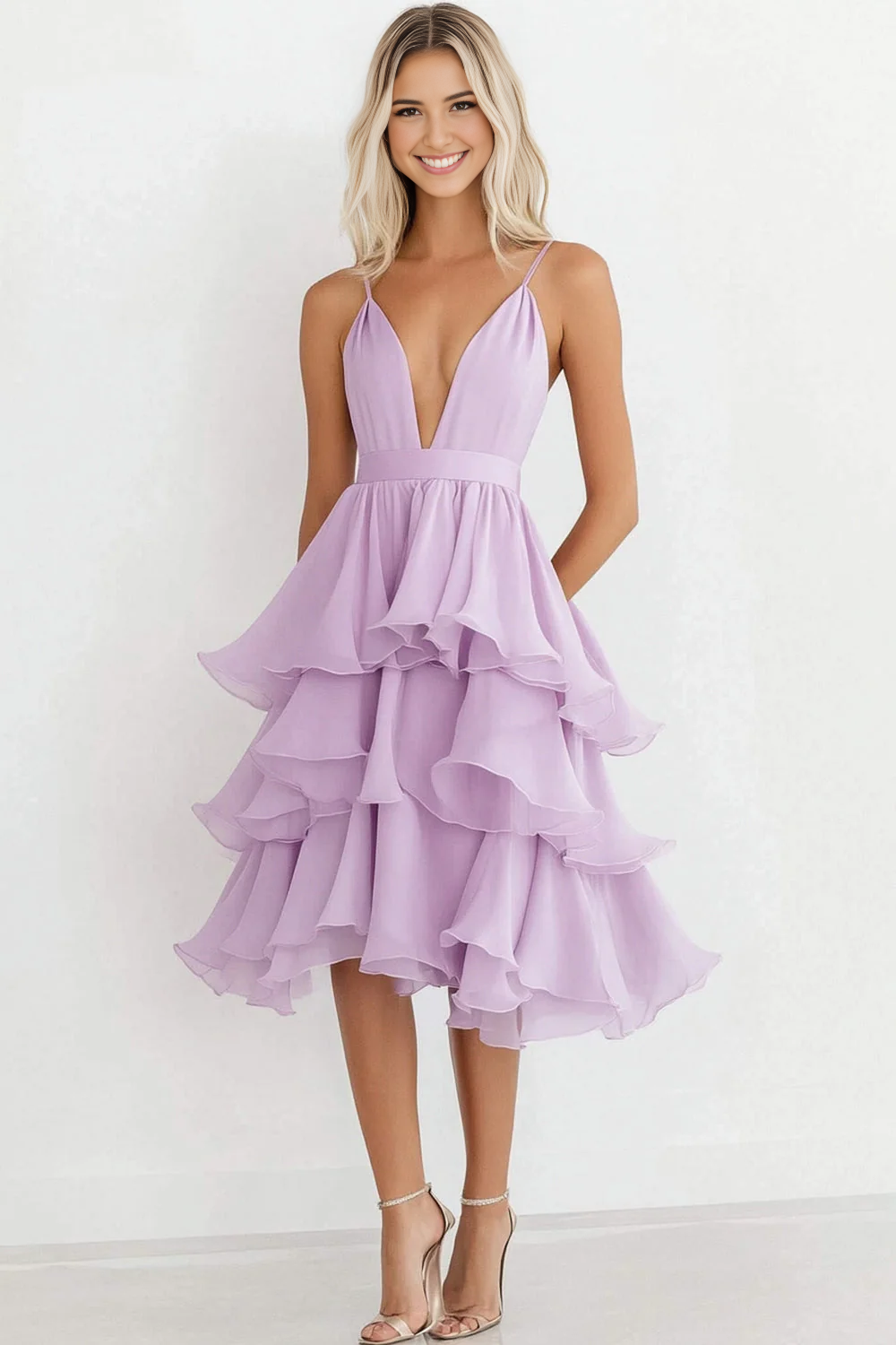DingJiDress High Quality Dress Elegant A Line Deep V-Neck StraplessFantastic Chiffon Long With Ruffles Exquisite Prom Dress