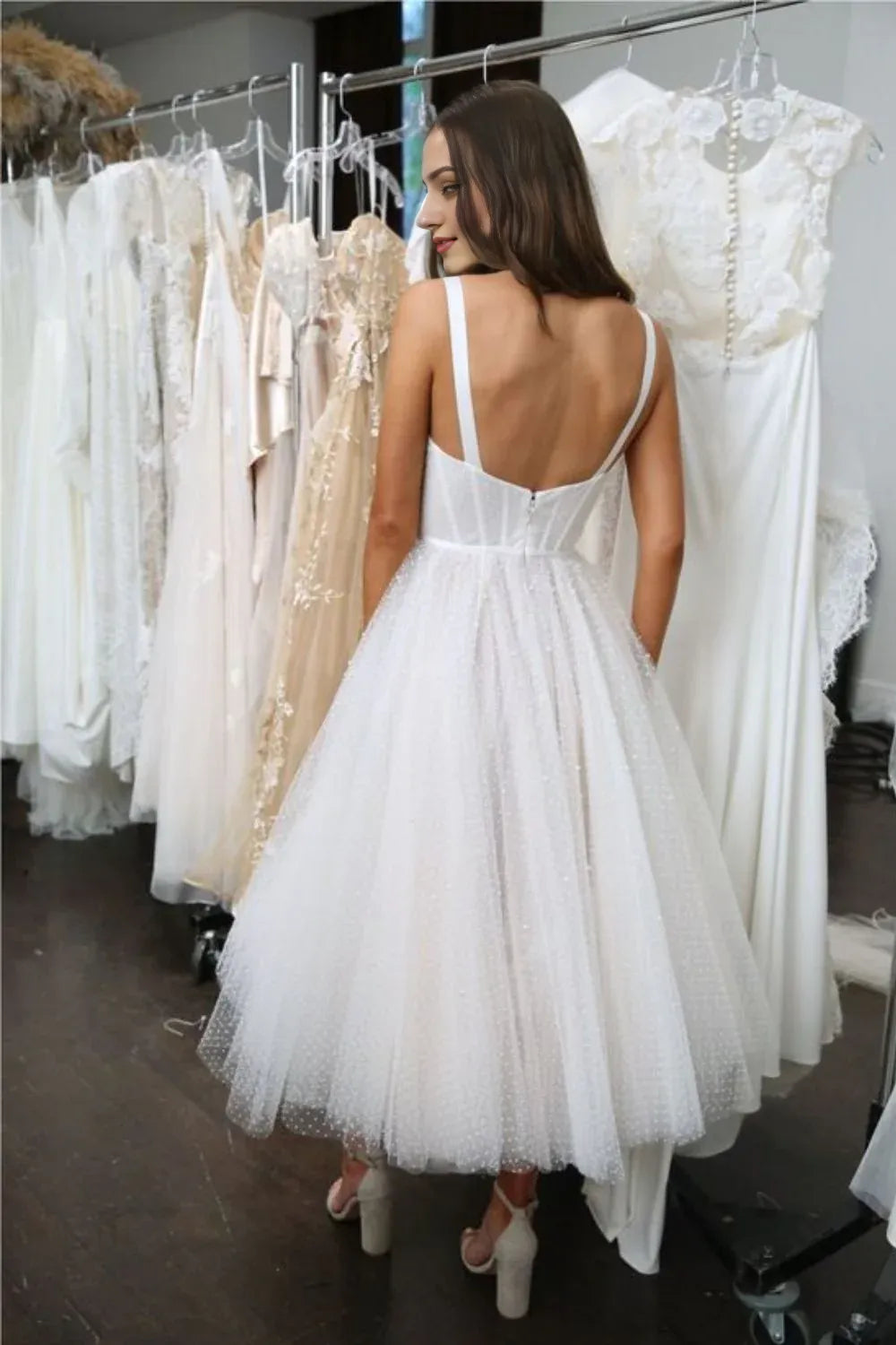 Tulle Corset White Wedding Dress