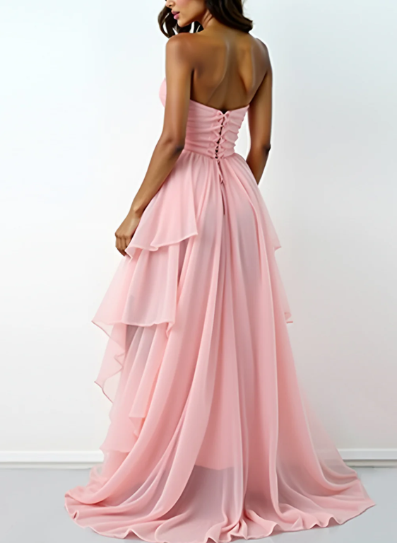 Sweetheart Blush Pink Asymmetrical High-Low Formal Dress