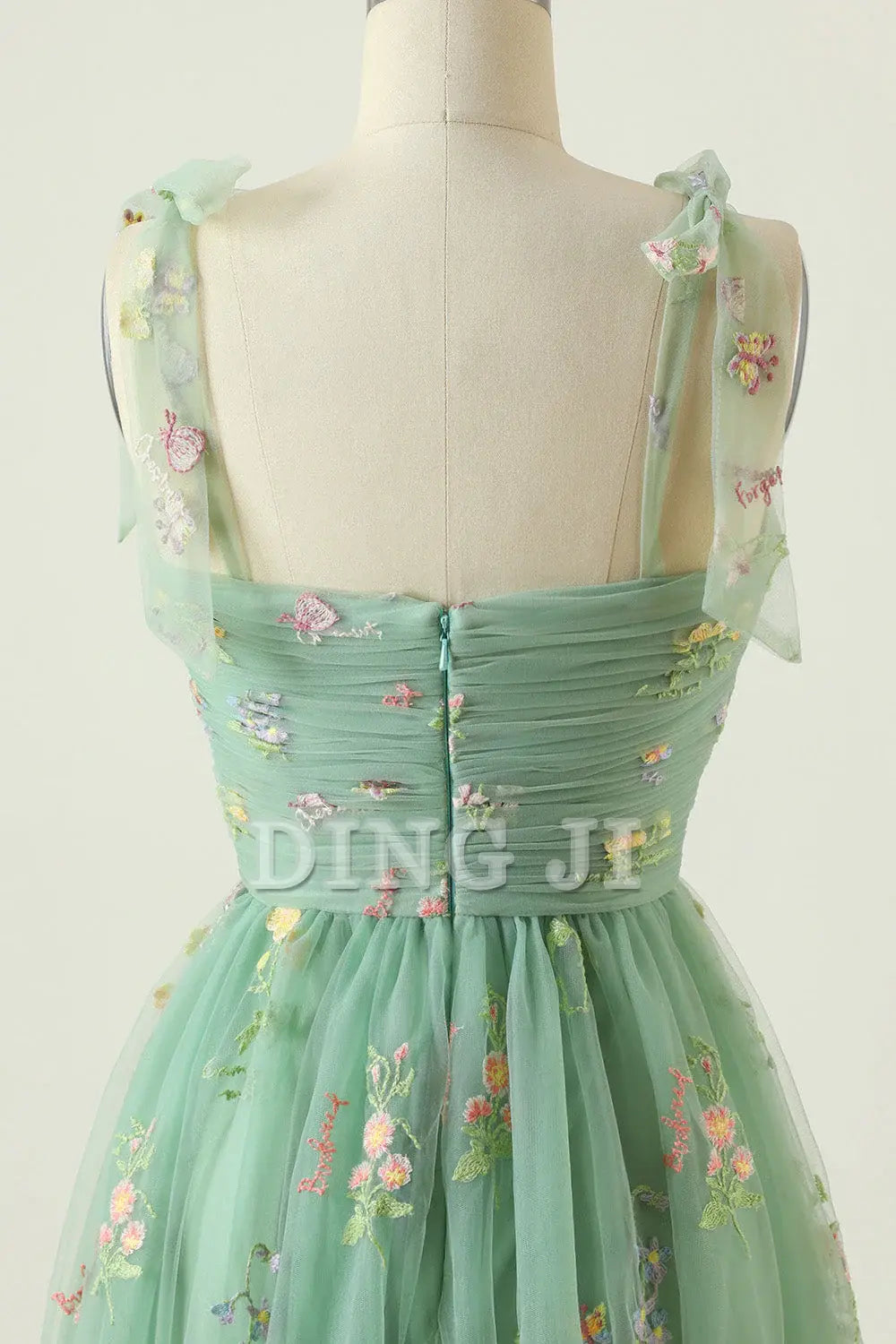 DingJiDress Prom Dress Tulle A Line Spaghetti Straps Floral Long Embroidery Lace Formal Women's Dresses Wedding Guests Dresses