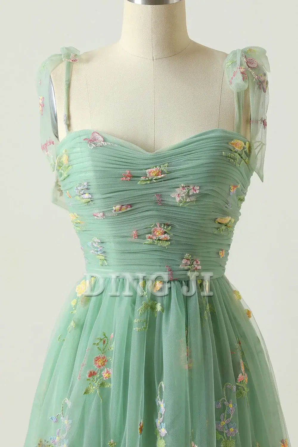 DingJiDress Prom Dress Tulle A Line Spaghetti Straps Floral Long Embroidery Lace Formal Women's Dresses Wedding Guests Dresses